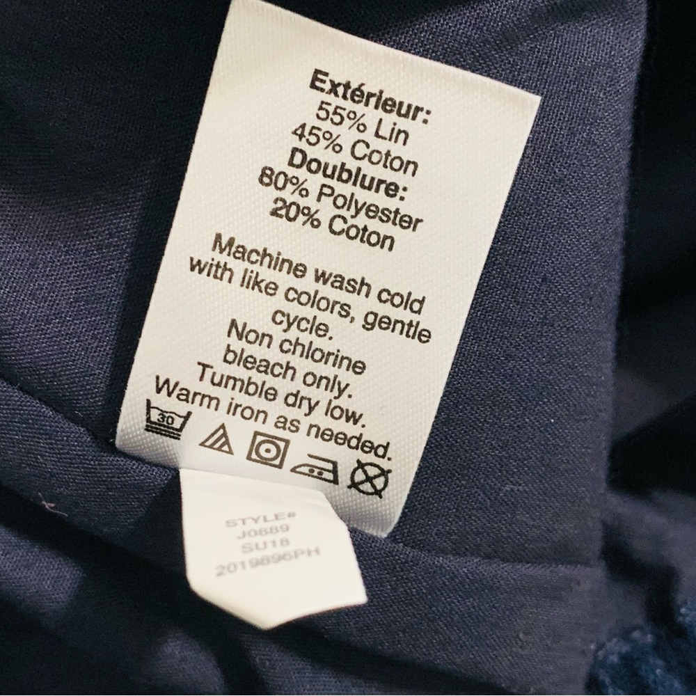 J Crew Ikat Printed Scalloped Sidewalk Skirt Size 4 Linen Blend Navy Blue - Picture 10 of 12